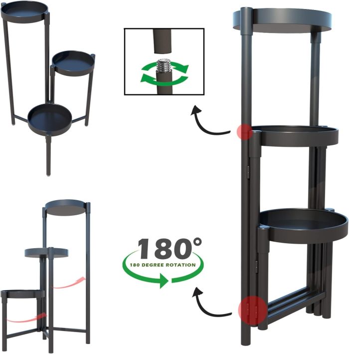 3-Tier Folding Metal Plant Stand-2