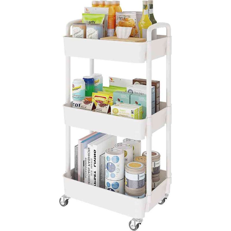 3 Tier White Storage Cart