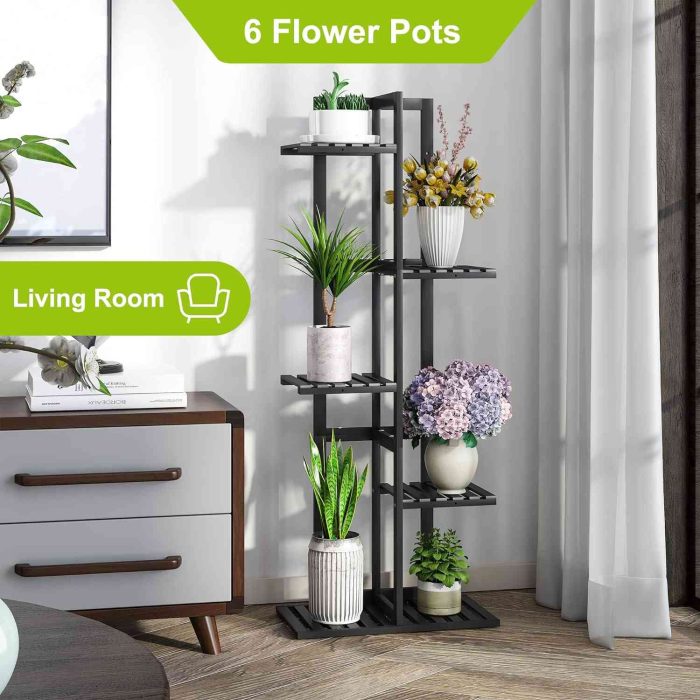 Black 6-tier Bamboo Plant Stand 3