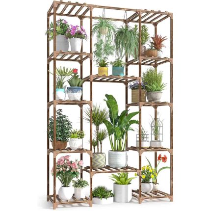 Large Tall Wood Plant Stand 14 Pots 1