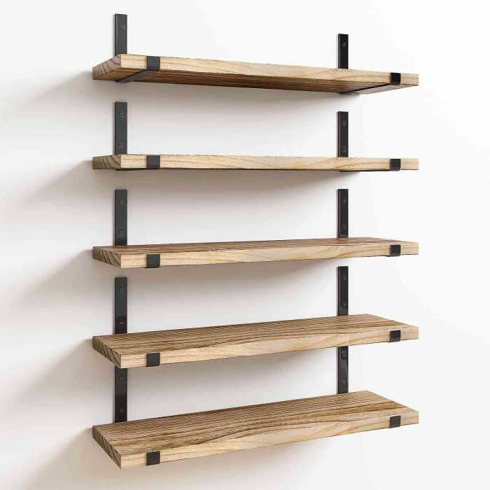 Set of 5 Wood Wall Shelves