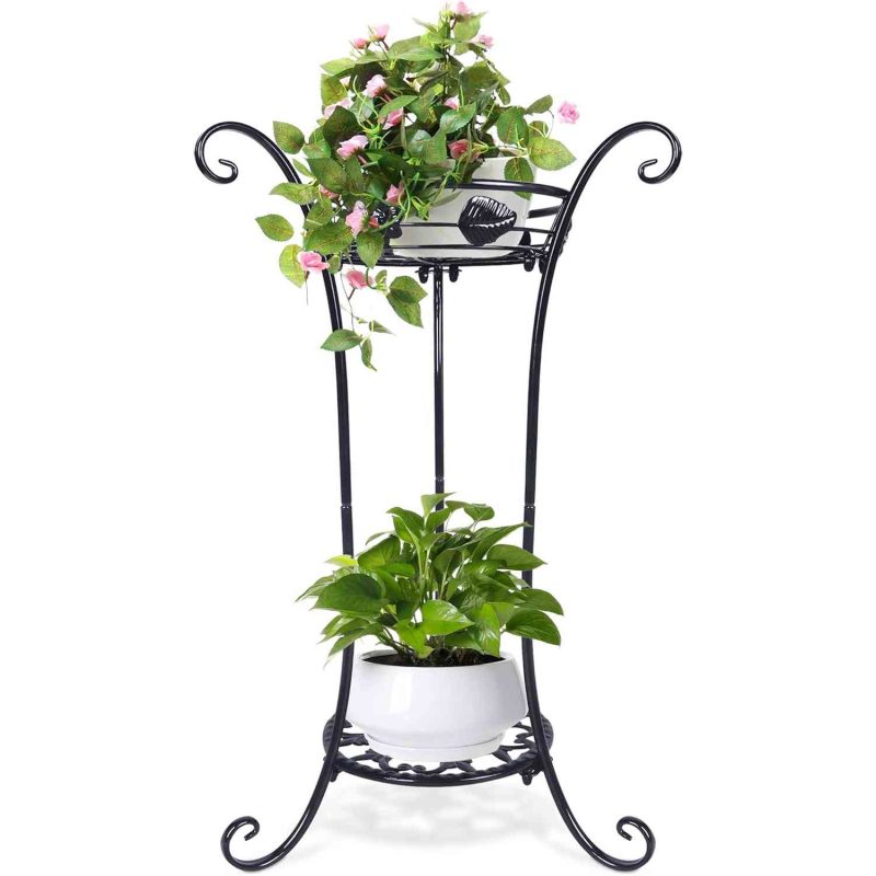 2 Tier Metal Tall Plant Stand