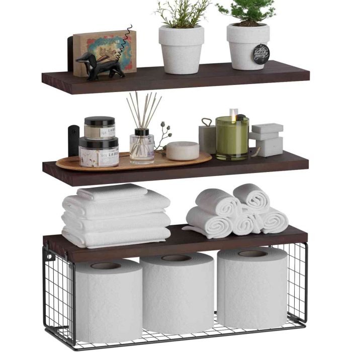 Set of 3 Wall Mounted Bathroom Floating Shelves